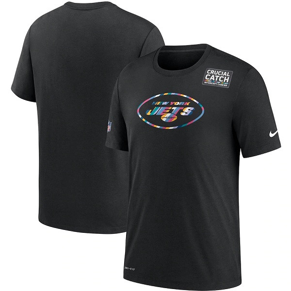 Men's New York Jets Black Sideline Crucial Catch Performance T-Shirt 2020